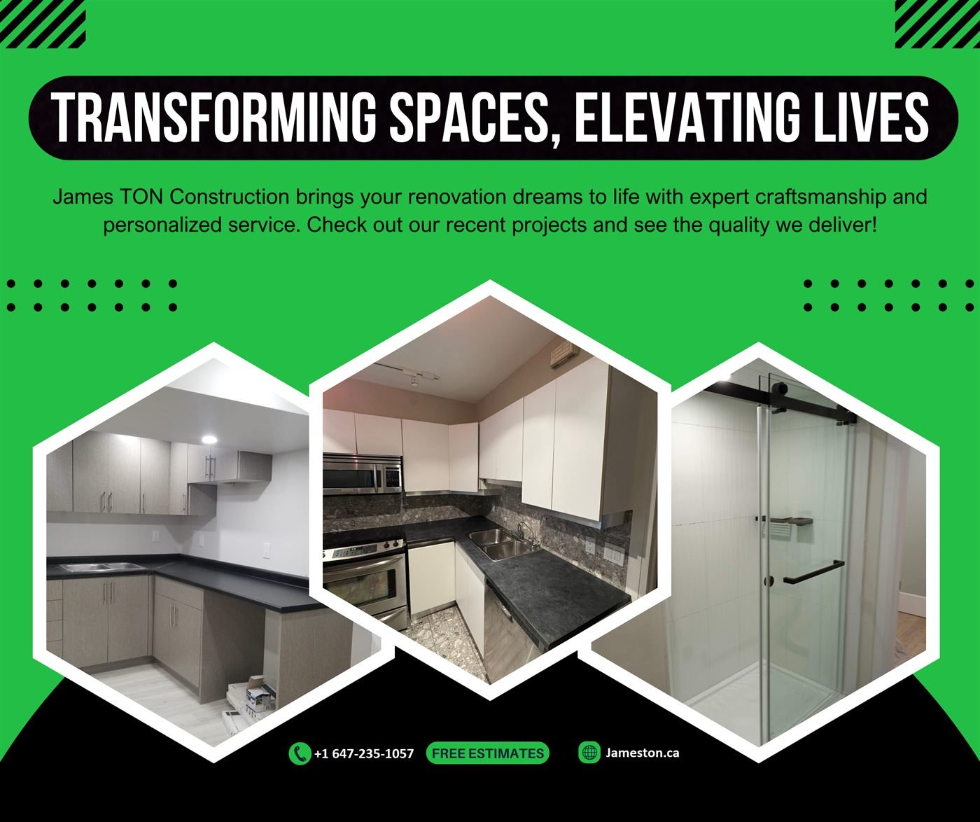 Renovation showcase social post designed by Wizards Kreative for James TON Construction